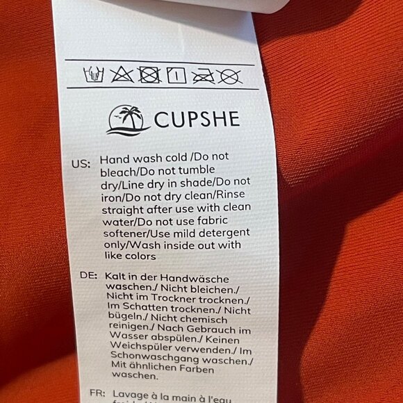 Cupshe Women’s Brick Red V-Neck Twist Front Bikini Set High Waist Cheeky Small - Picture 8 of 9